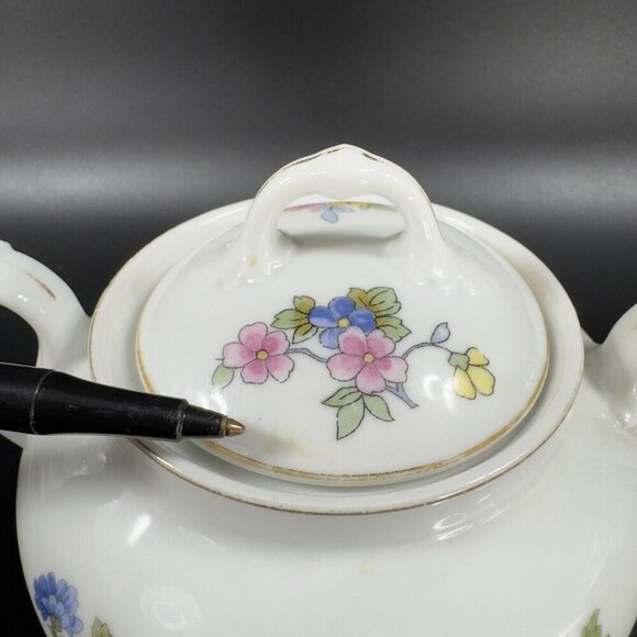 TK Thun Bohemia Czechoslovakia Sugar Bowl Porcelain Bird Flowers Pattern Vintage - Picture 5 of 15